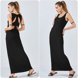 Fabletics Claudia Back Cutout Maxi Dress in Black | Medium